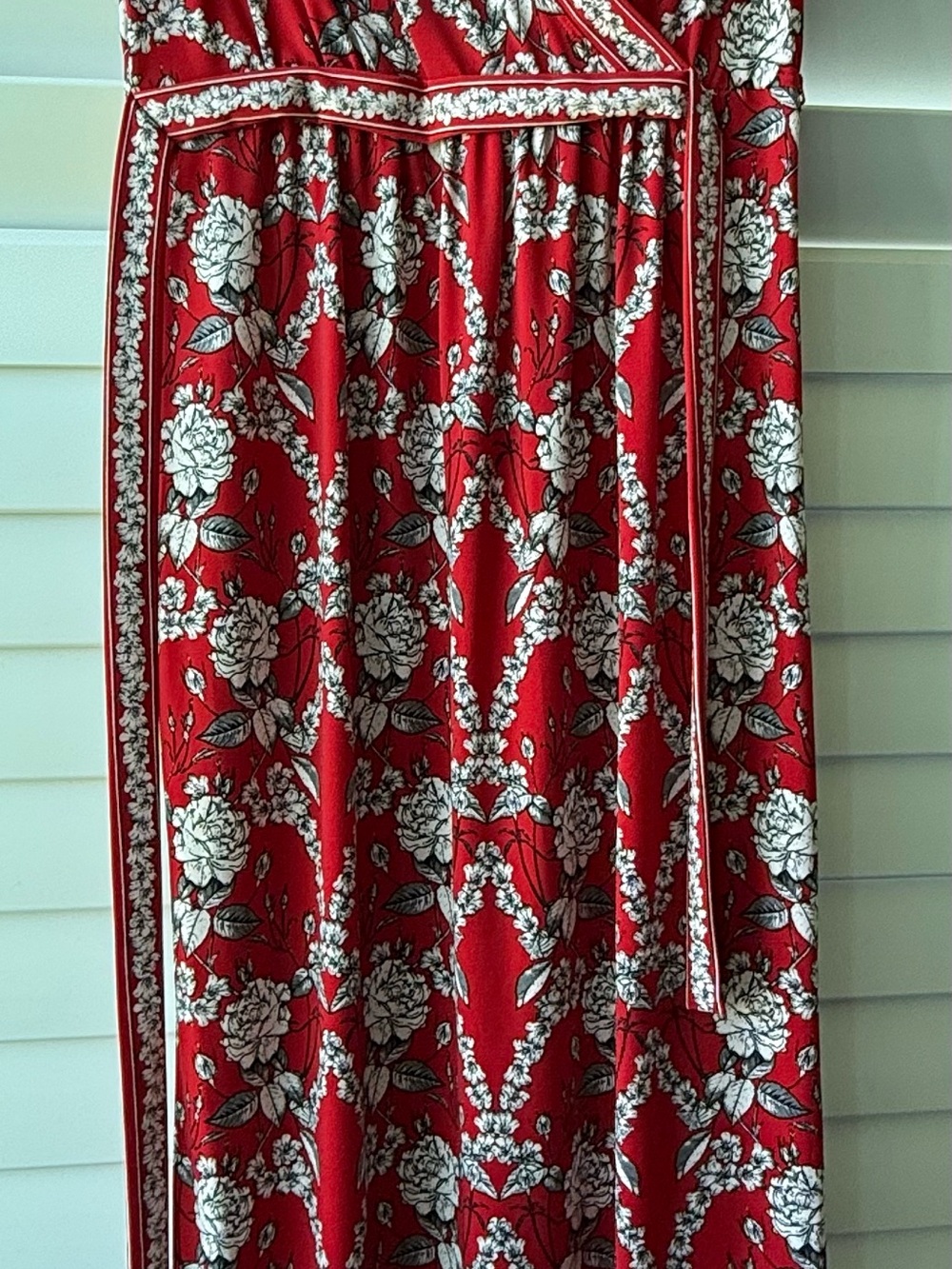 Max Studio Red Maxi Dress with White Floral Print